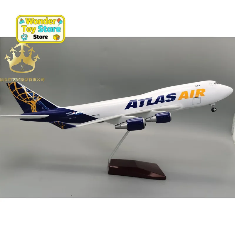 

47cm B747 Cargo Freighter Model 1 150 Scale Static Replica with LED Lights Rolling Wheels Display Stand Aviation Centerpiece