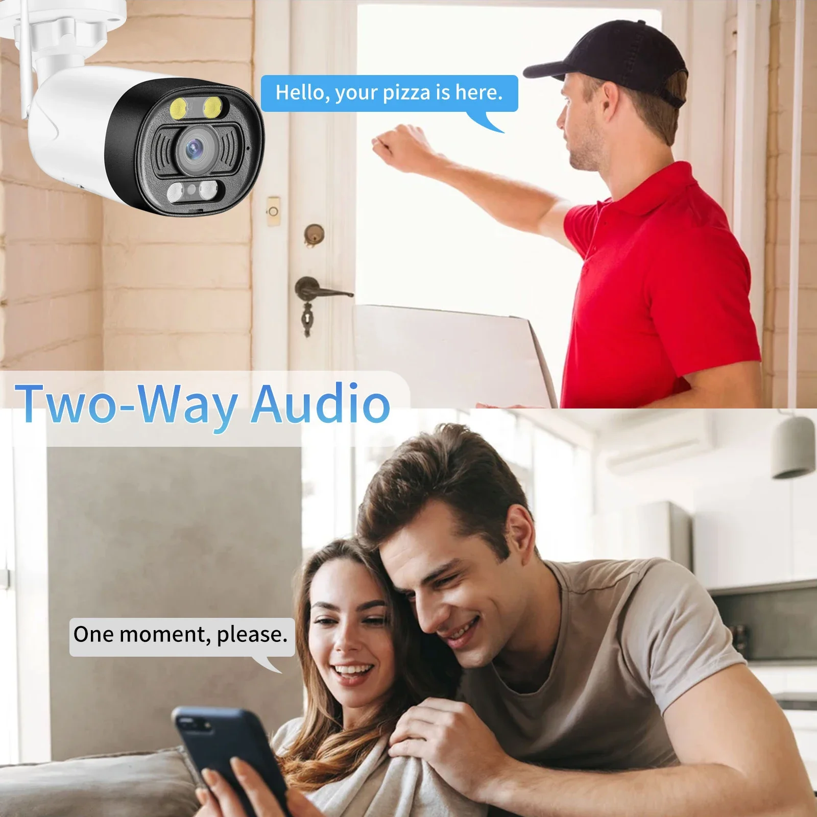 Gadinan 5MP Wireless CCTV Sorveglianza WiFi Telecamera bullet Rilevazione movimento esterno Telecamera di protezione di sicurezza con scheda SD 128G