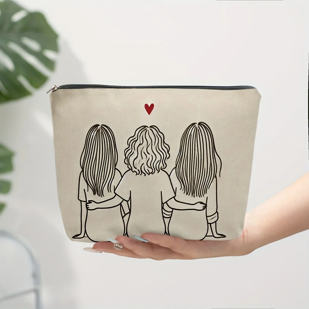 1 Piece of a Joyful and Harmonious Makeup Bag for Three People - Multifunctional Zipper Bag for Women, Perfect Travel Zipper Storage Bag, Fun Birthday Gift