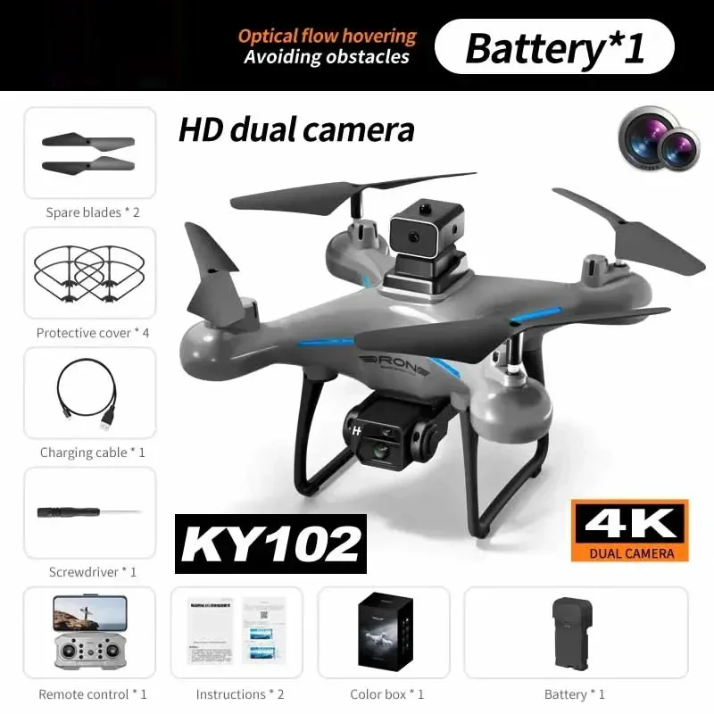 To New KY102 Drone 8K Professional HD Dual Camera Aerial Photography 360 Obstacle Avoidance Optical Flow Four-Axis RC Toy Gifts