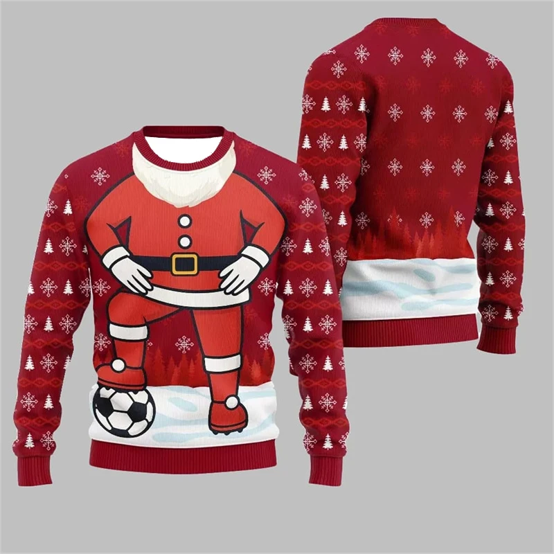 

Funny 3D Print Santa Ugly Christmas Sweater Cosplay Football Sport Casual Loose Pullover Sweatshirt Merry Christmas Men Sweater