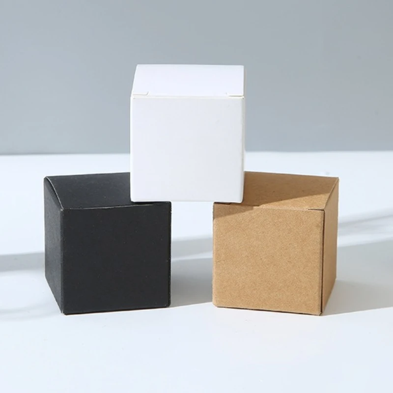 20/50pcs Multi Size Square Kraft Gift Box Black White Brown Fold Packaging Paper Box Proposal Box For Bridal Birthday Party