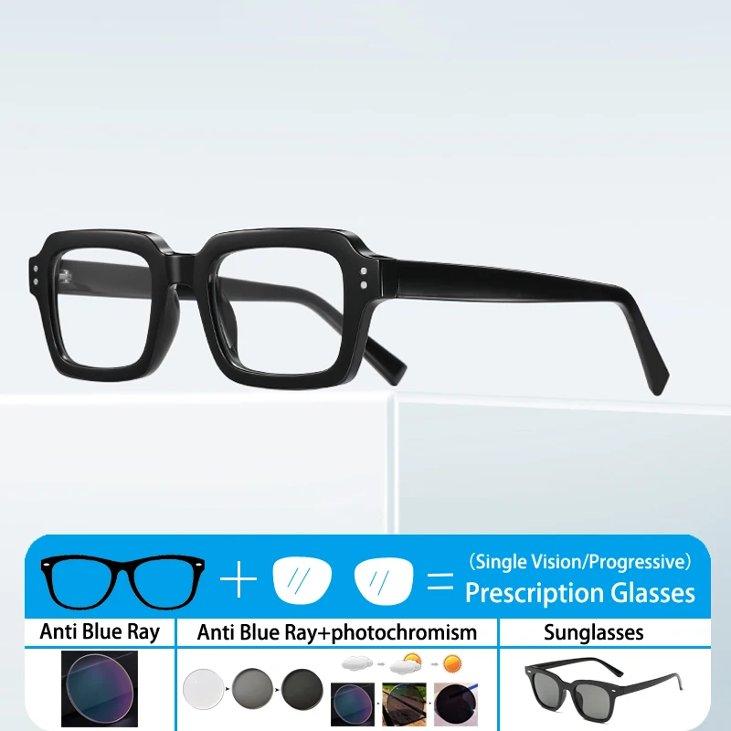 Core Insert The Myopia Eyeglass Leg Rice Nail Decoration Square Frame Anti Blue Ray Photochromic Prescription Hyperopia Glasses