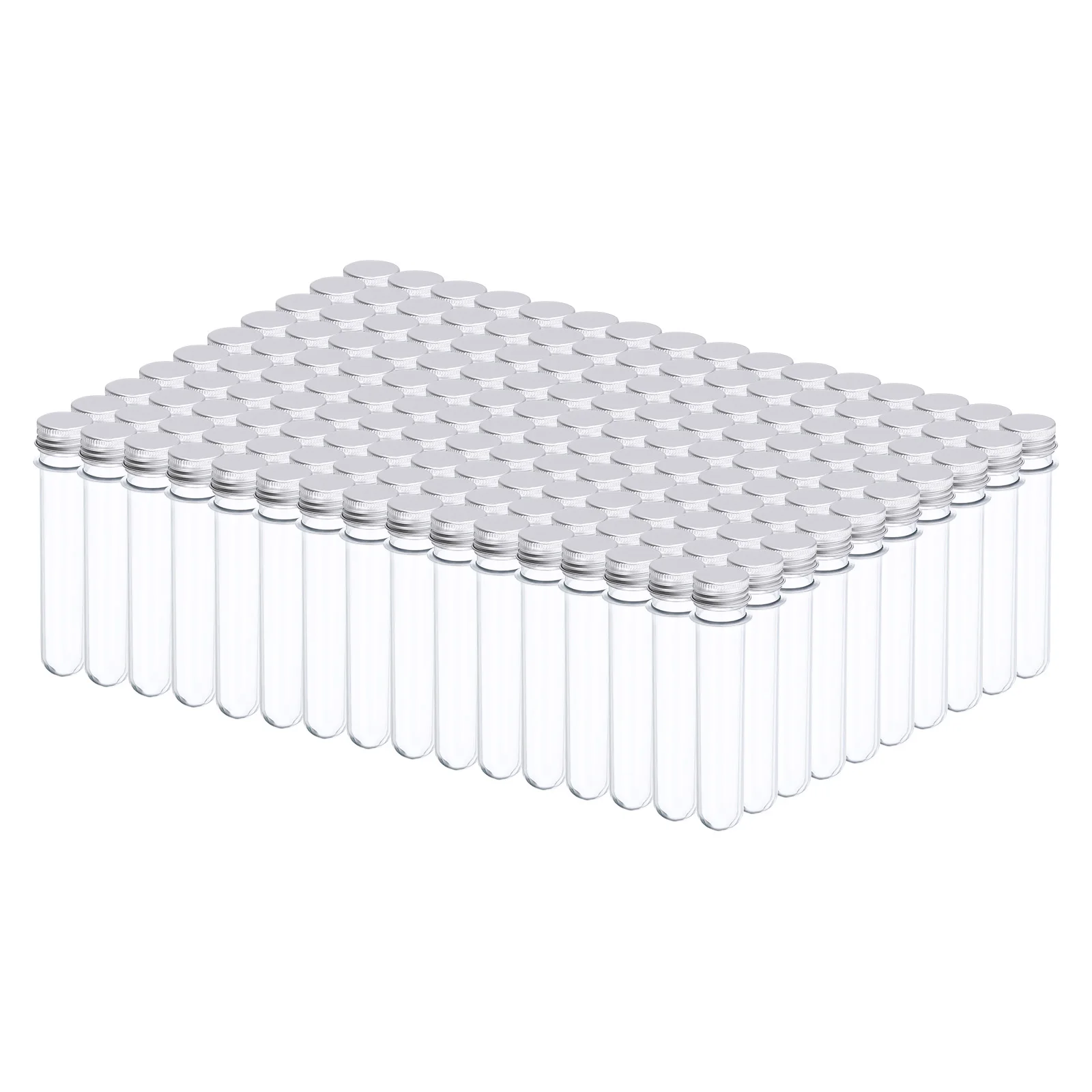 150Pcs 45ml Plastic Test Tube with Screw Cap 140x25mm Tubes Aluminum Lid for Scientific Experiments Candy Bead Storage Bath Salt