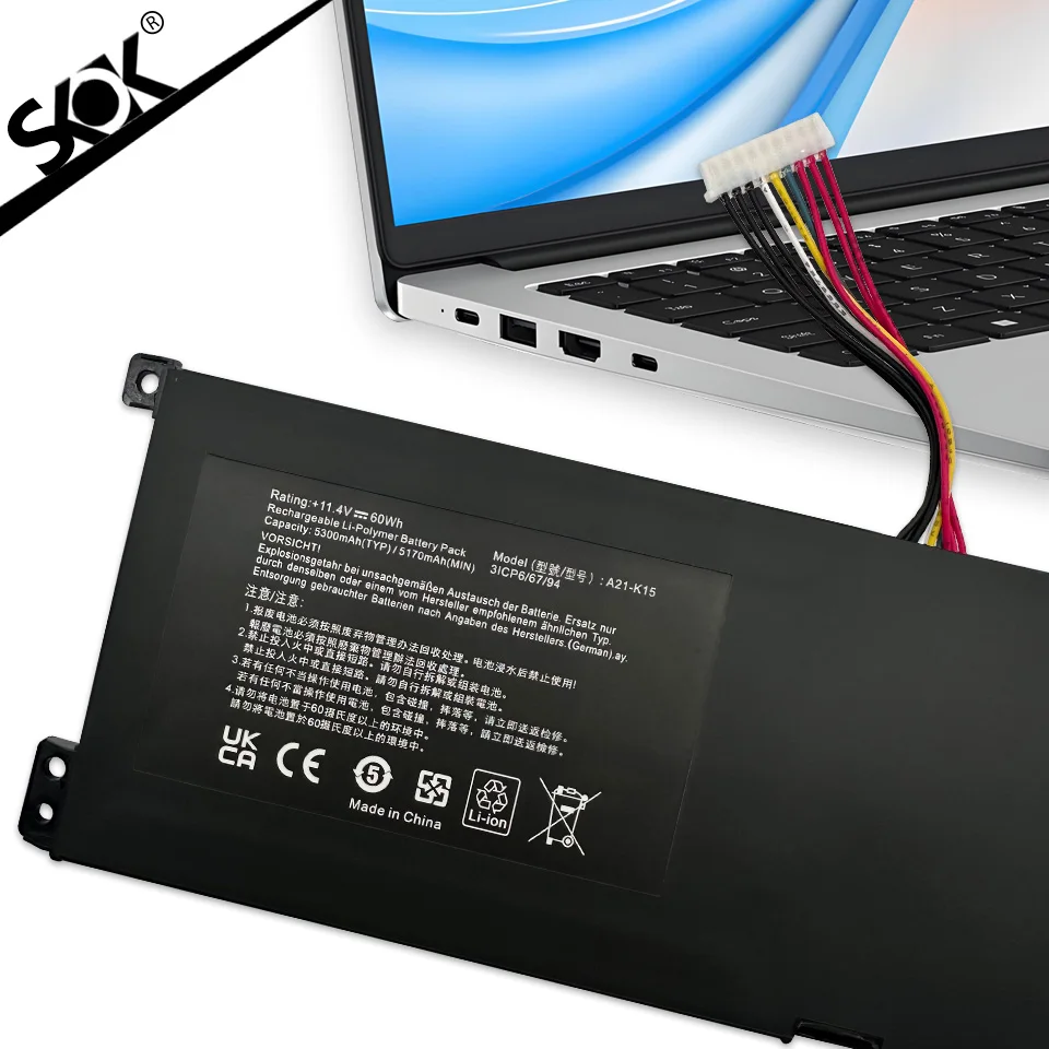 جديد A21-K15 بطارية الكمبيوتر المحمول ل Getac Machenike F117-V65 F117-V VA VB VD VC VR26 VG65T G15G أكويا K15 PC6OK 11.4V 61WH