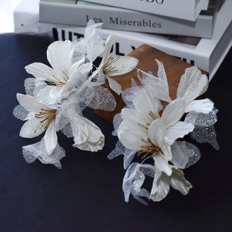 

Handmade Silk Yarn Flower Clip Hair Accessories Bride Follow Beautiful Hairpin Head Jewelry