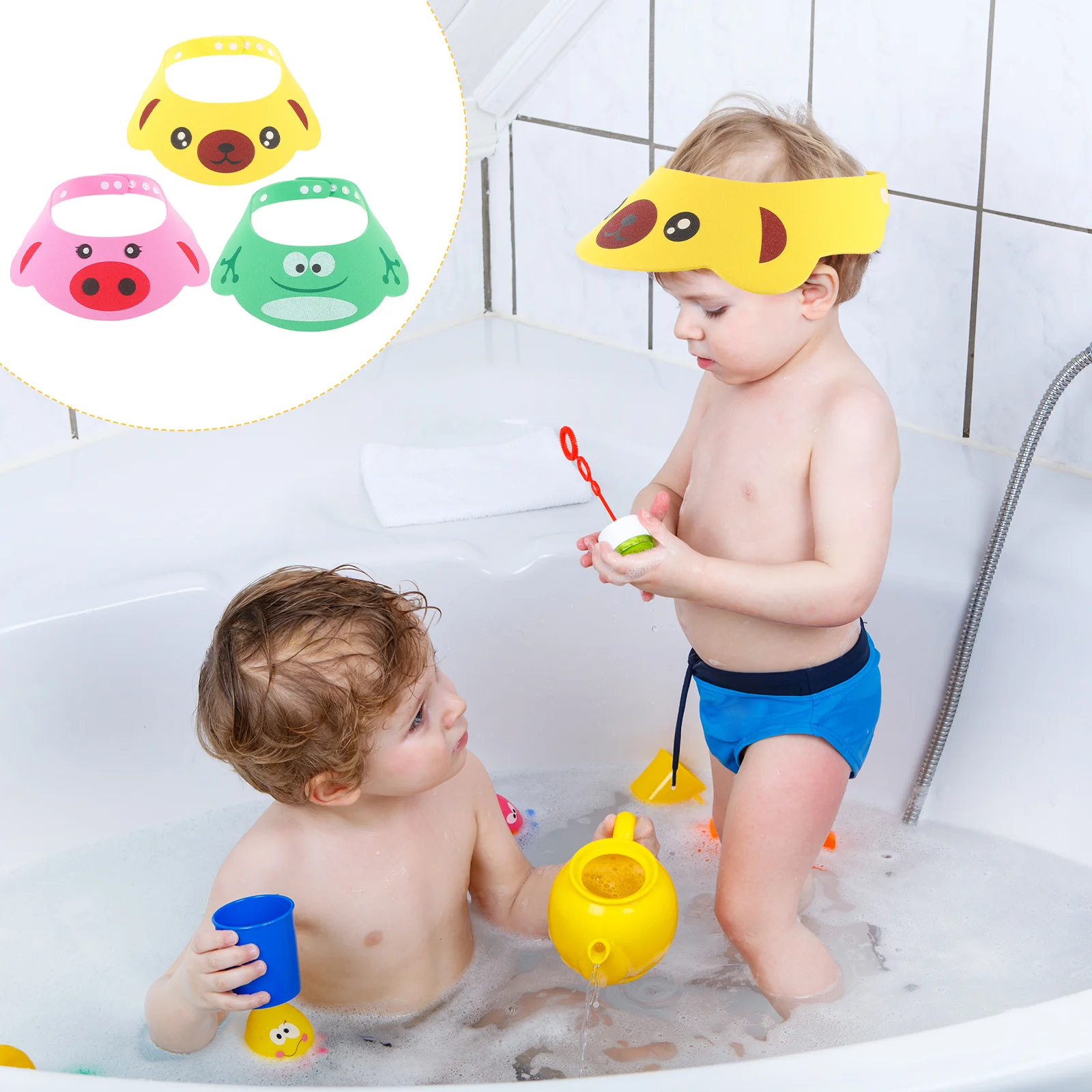 

3 Pcs Children's Shampoo Cap Infant Shower Bath Hat Baby Hair Washing Shield Kids for Toddlers