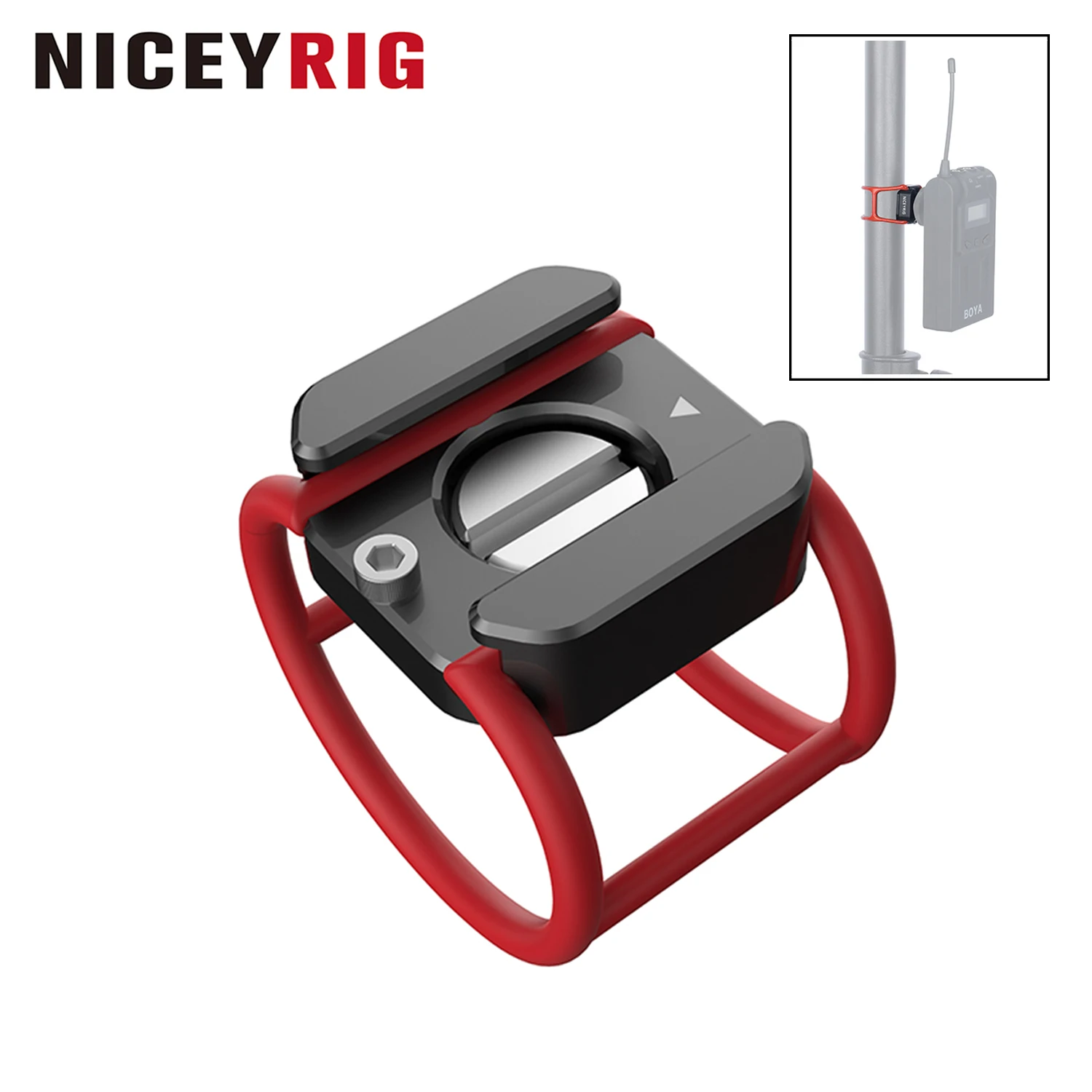 NICEYRIG Cold Shoe Clamp Mounts with Rubber Support Bands & Cold Shoe Adapter for Microphone/Monitor/LED Lights Bracket