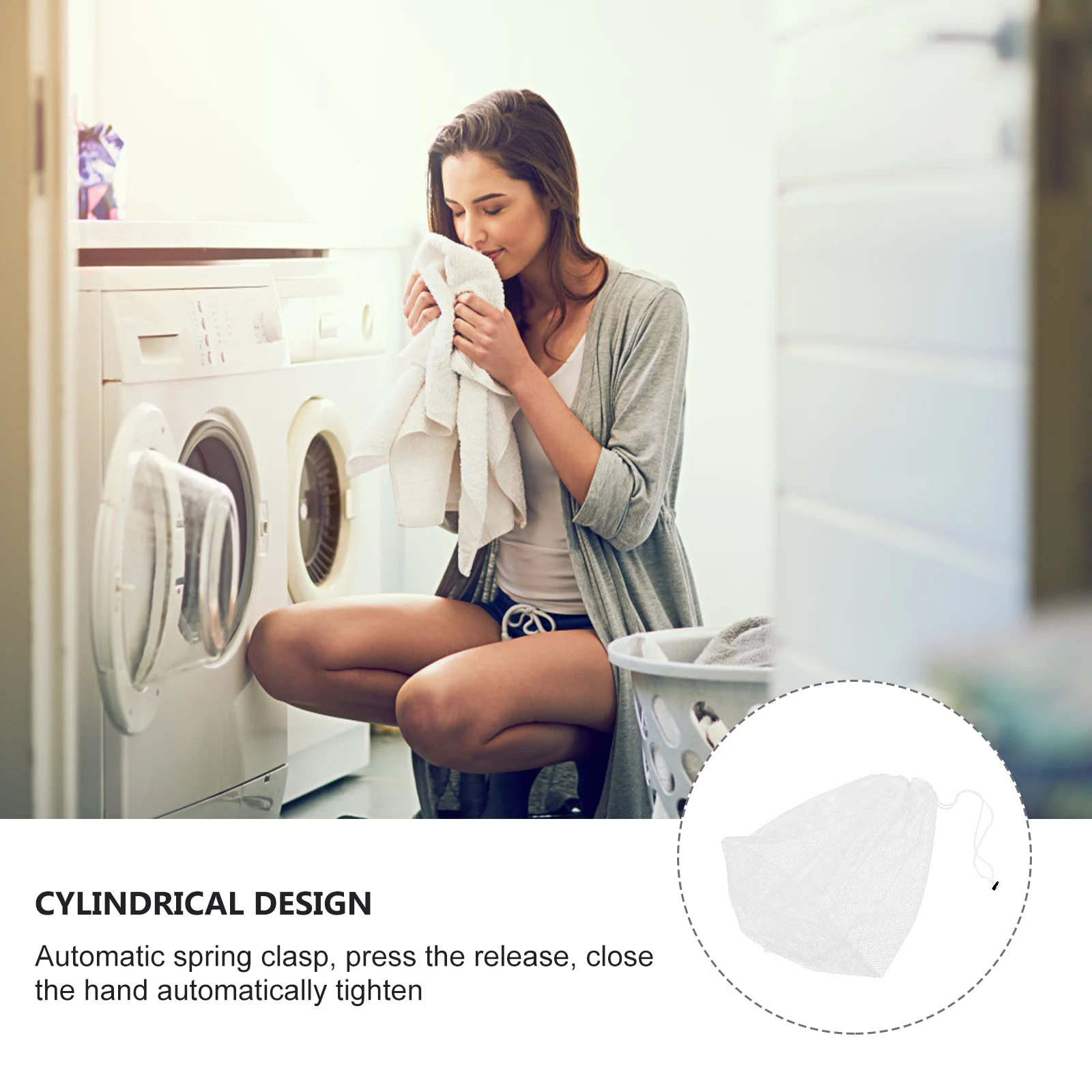 

2pcs Laundry Bags Heavy Duty Mesh Drawstring Wash Bag Washing Machine White Travel Clothes Storage Sweater Baby