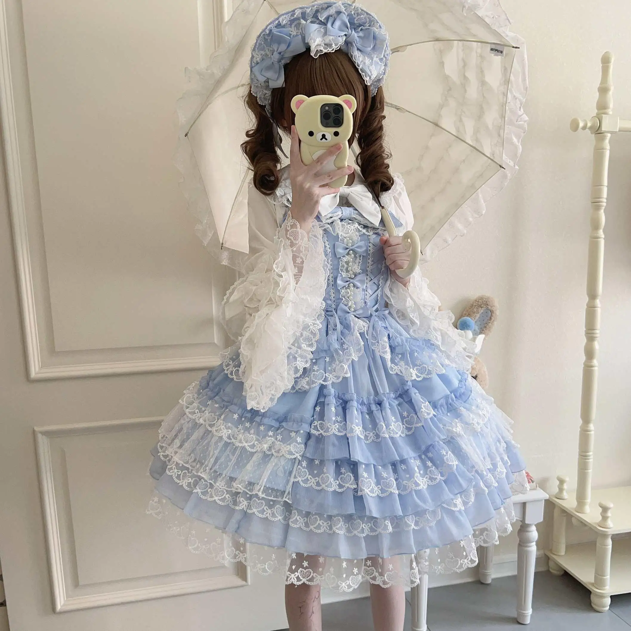 Original Lolita Pink Flower Wedding Dress Jsk Girls Summer Sweet Slim-Fit Elegant Lace Edge Princess Dress Y2k Fairy Dresses