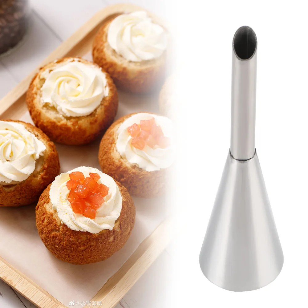 Stainless Steel Cream Icing Piping Nozzle Tip Cupcake Puffs Injection Russian Syringe Puff Nozzle Tip Pastry Decorating Tool 1PC