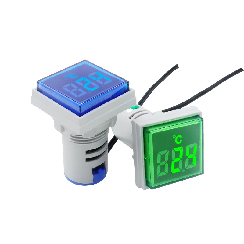 LED Digital Display Square Mini AC Temperature Indicator Light with 1m Sensor -20℃~+120℃