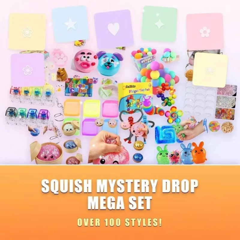 Stress Relief Squeeze Fidget Toy Mystery Blind Box, Cute Random Sensory Toy Suitable for All Ages
