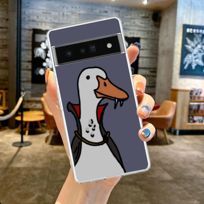 Etui na telefon Cute Goose Duck Game Cover dla Google Pixel 9 8 7 6 5 4 XL Odporne na wstrząsy 7A 6A 5A 4A 3A XL Pro 5G Transparent Shell Bags