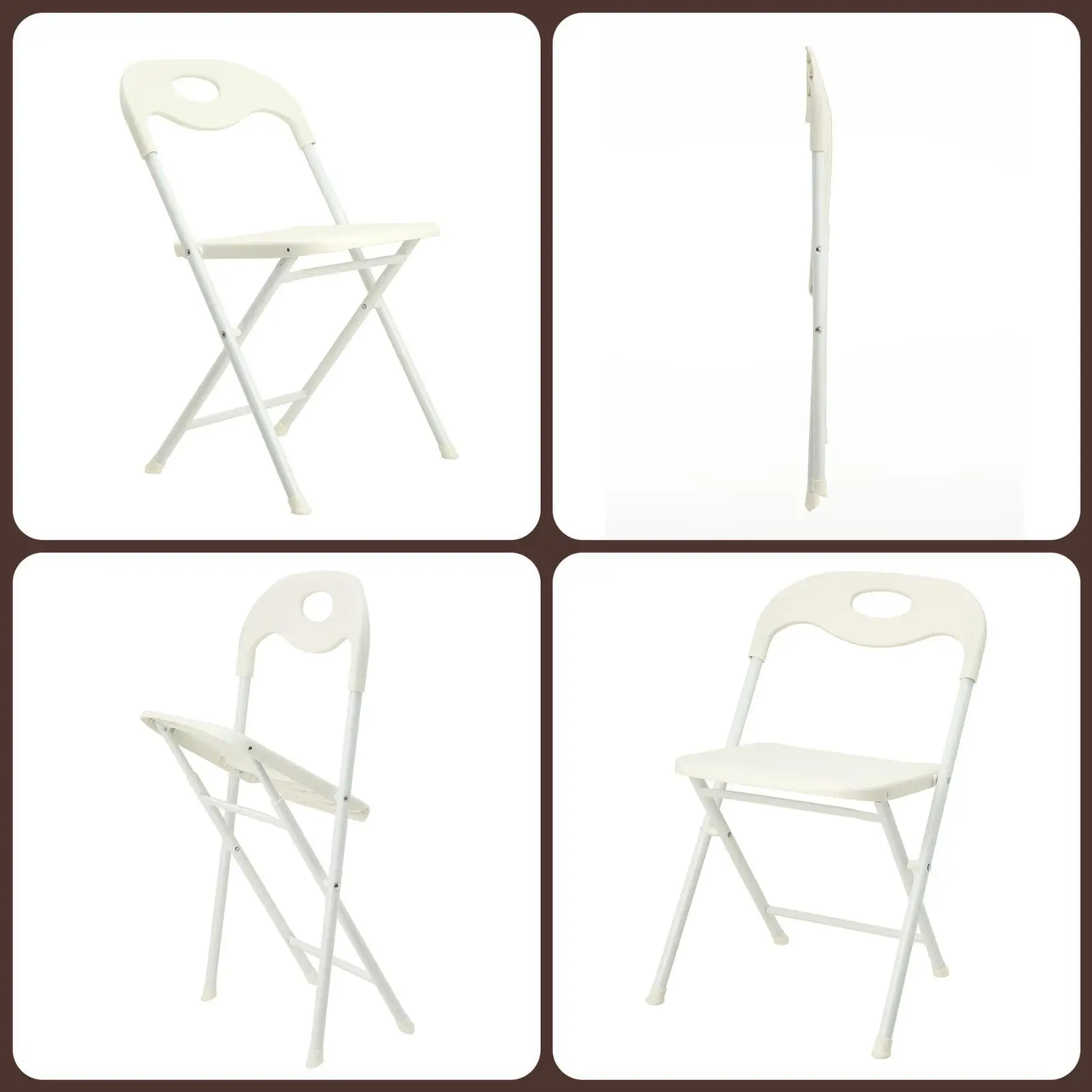 

White Steel Folding Chair Set Stackable Waterproof Heavy Duty 800lb Seating for Banquet Home Office Dining
