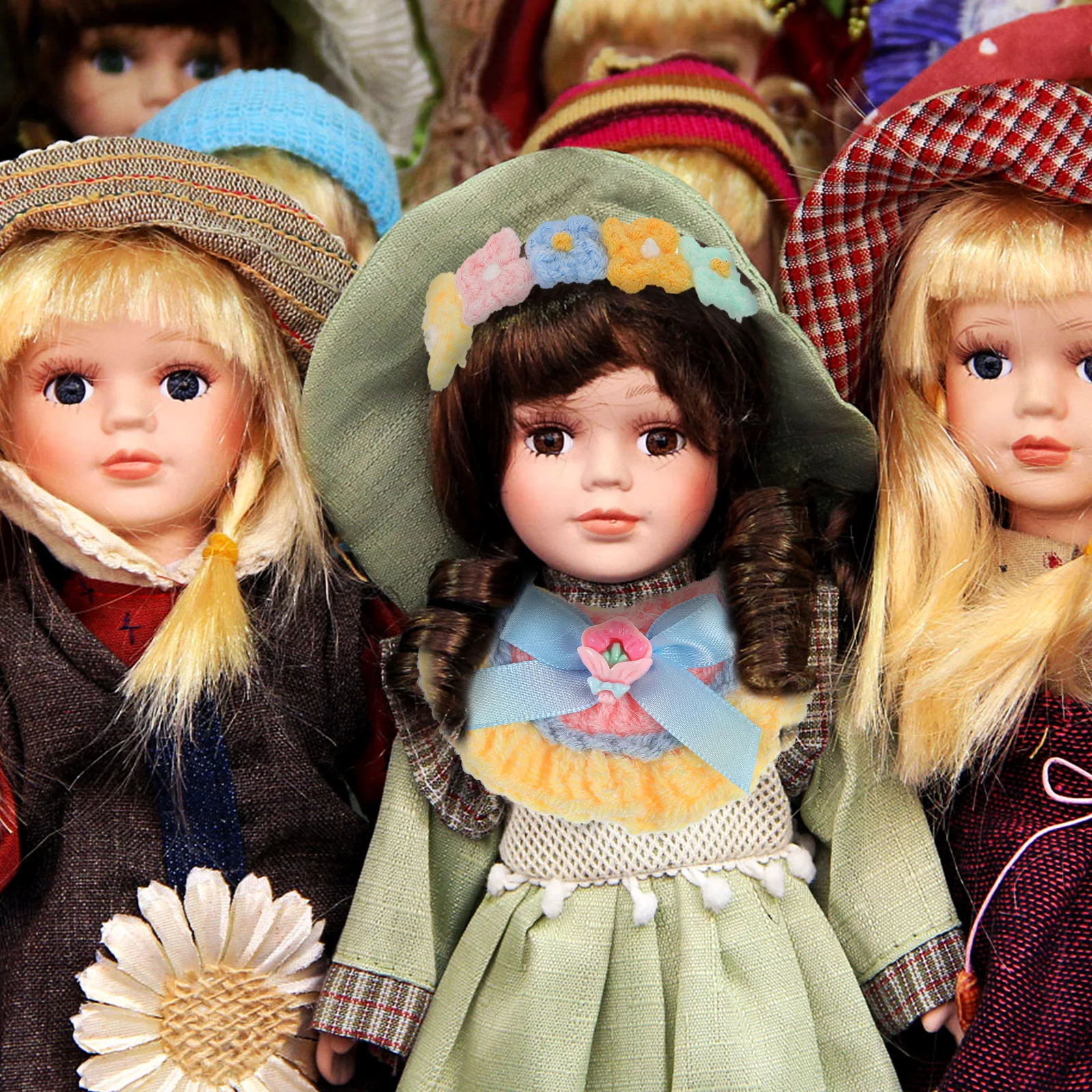 

1Set Knitted Floral Headband Bib Clothes Accessories Charming Outfits Photoshoot Props Baby Baby Outfits