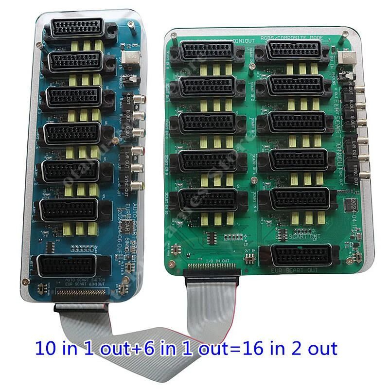 Zaawansowany dystrybutor Scart Versio EUR 10 wejść 1 wyjście automatyczny konwerter wideo RGBS płyta przełączająca dla MD/sfc/ps123/ss/dc/Wii