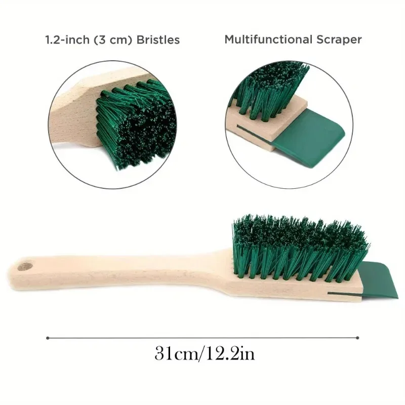 Lawnmower Brush Portable Heavy Duty Outdoor Scraper Brush Lawn Mower Cleaner Garden Lawn Mower Cleaner with Wooden Handle