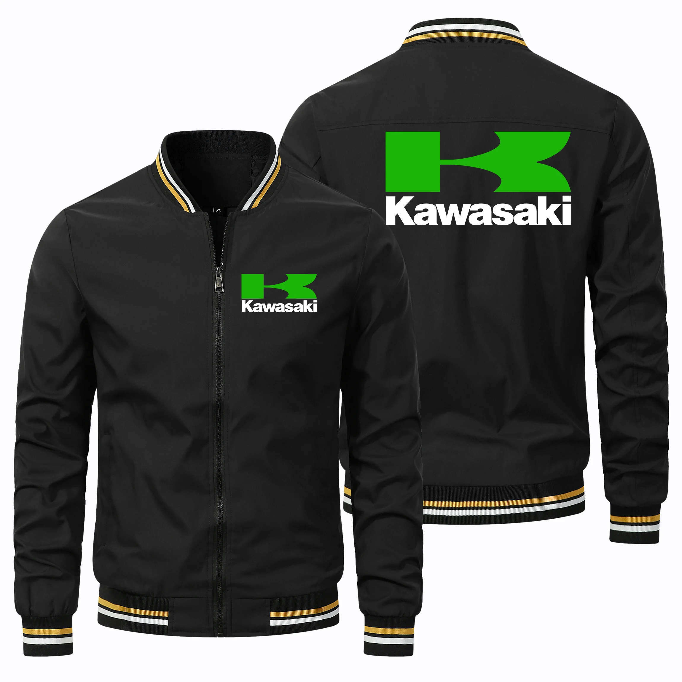 2023 Trendy Men\'s Kawasaki Jacket Car Logo Print Biker Jacket Casual Sportswear Outdoor Motorcycle Jacket Kawasaki Clothing Coat