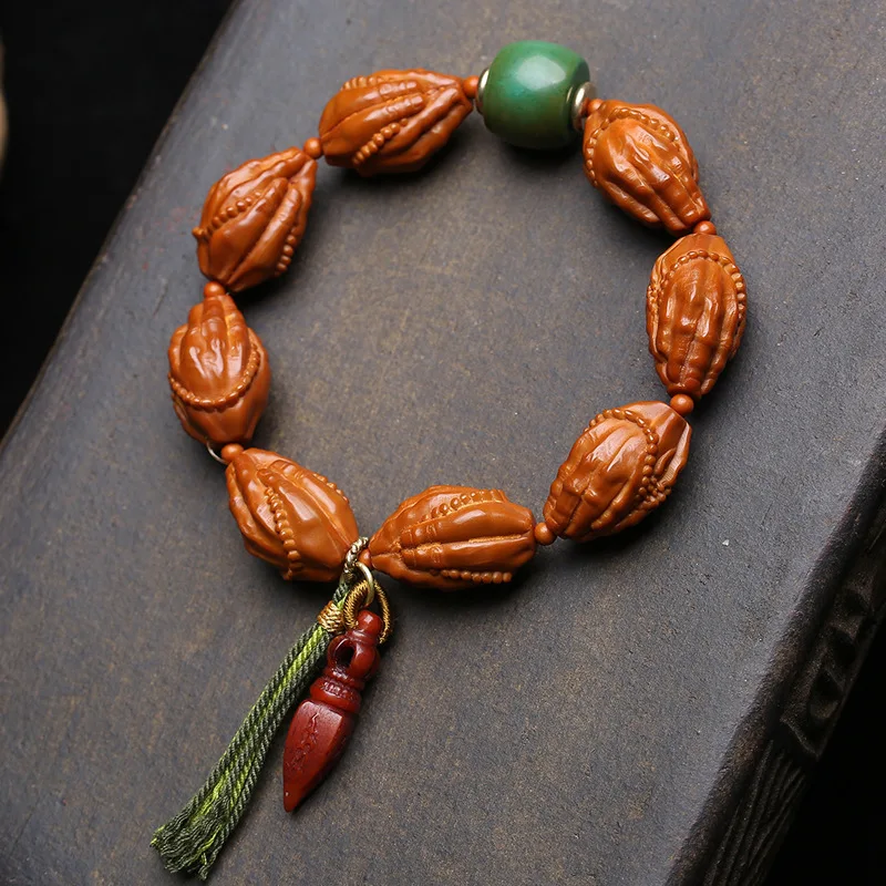 Natural Buddha's Hand Olive Kernel Cultural Plaything Bracelet Single Circle Old Bone Vajra Antler Root Gourd Accessory