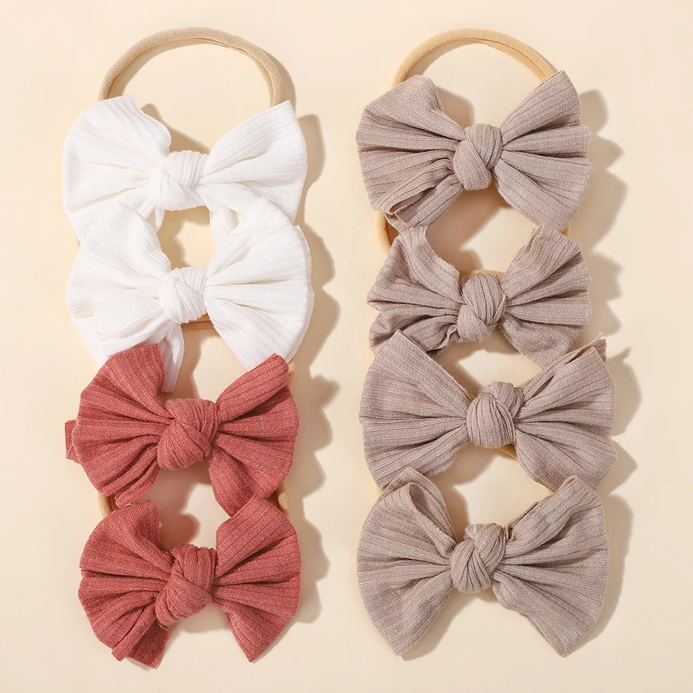 

10pcs Random Color Cute Baby Headband with Butterfly Knot Embroidered Nylon Pink Color Children Hair Accessories Thin Headbands