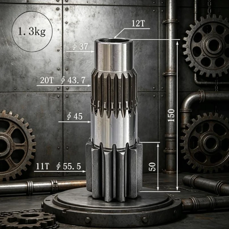Swing Motor Vertical Shaft Gear 11/12 Teeth Suitable for YANMAR VIO17 Mini Excavator, Construction Equipment Parts