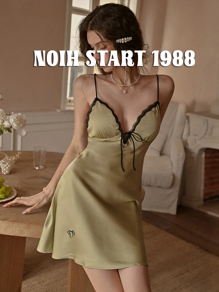 camicia-da-notte-sexy-in-pizzo-con-imbottitura-sul-petto-tessuto-seta-ghiaccio-design-con-spalline-vestibilita-comoda-scollo-a-v-maniche-corte-abbigliamento-da-notte-per-donne