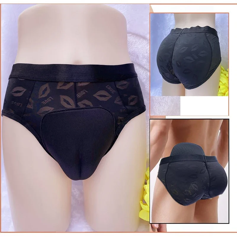 Control Panty 2PS Sponge Butt Lifter Hip Padded Briefs Gaff Tucking Shapewear Panties Camel Toe Sissy Crossdressers Underwear