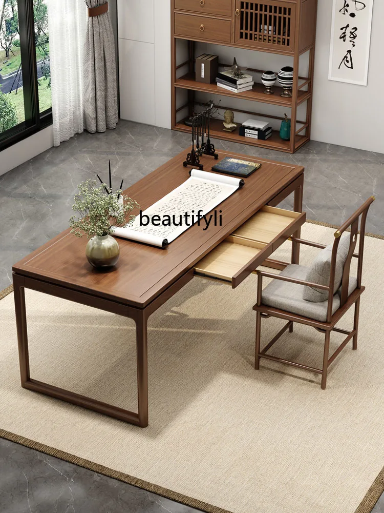 New Chinese solid wood desk calligraphy table household, bedroom desk study writing painting table