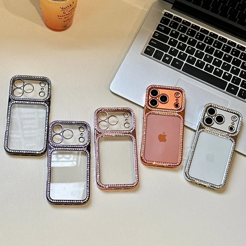 

Two-in-one large window electroplated diamond case is suitable foriphone13Popular phone case16proPhone Case Simple15promaxMobile