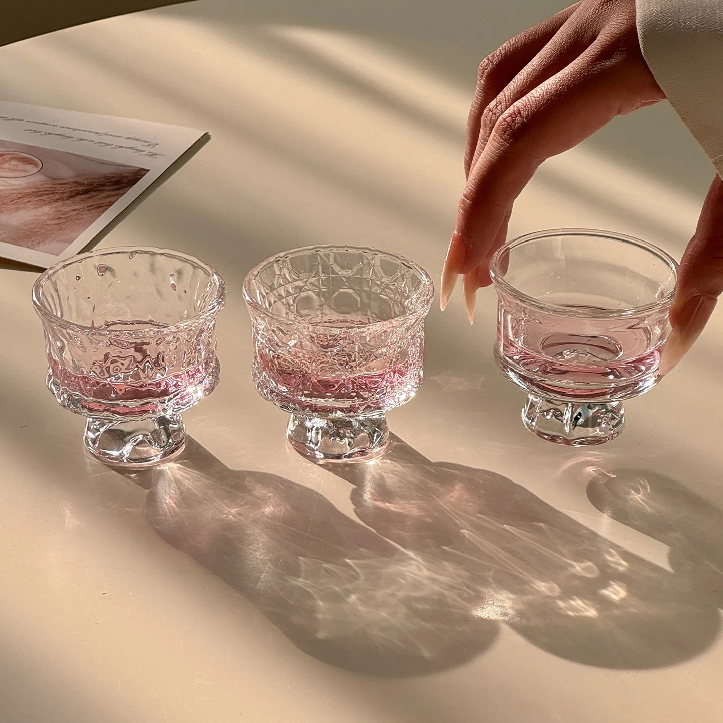  Transparent Glass Mountain Cup Small White Wine Cup Tea Cup One-Piece Straight Drink round ape Single Layer No Color