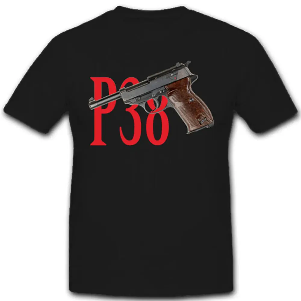 P38-Pistole Faustfeuer Waffe Soldat Offizier - T Shirt #8139  Y2K tops Unisex Summer Short Sleeve