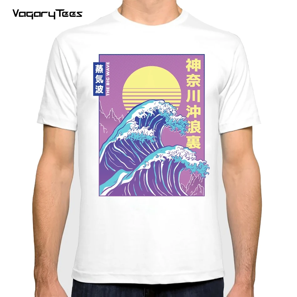 New summer Men Japanese Style T-shirts Great Wave Off Kanagawa Print Summer Tshirts Streetwear Ulzzang Harajuku T-Shirt