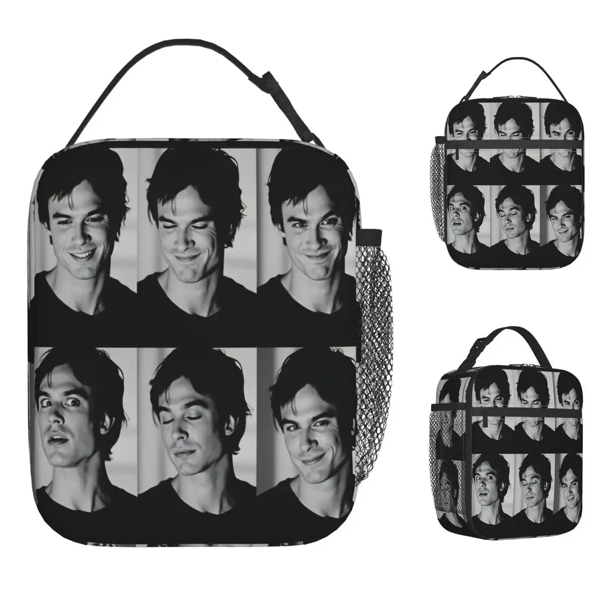 

Damon Salvatore The Vampire Diaries Lunch Bag Retro Lunch Box For Women School Portable Cooler Bag Oxford Thermal Lunch Bags