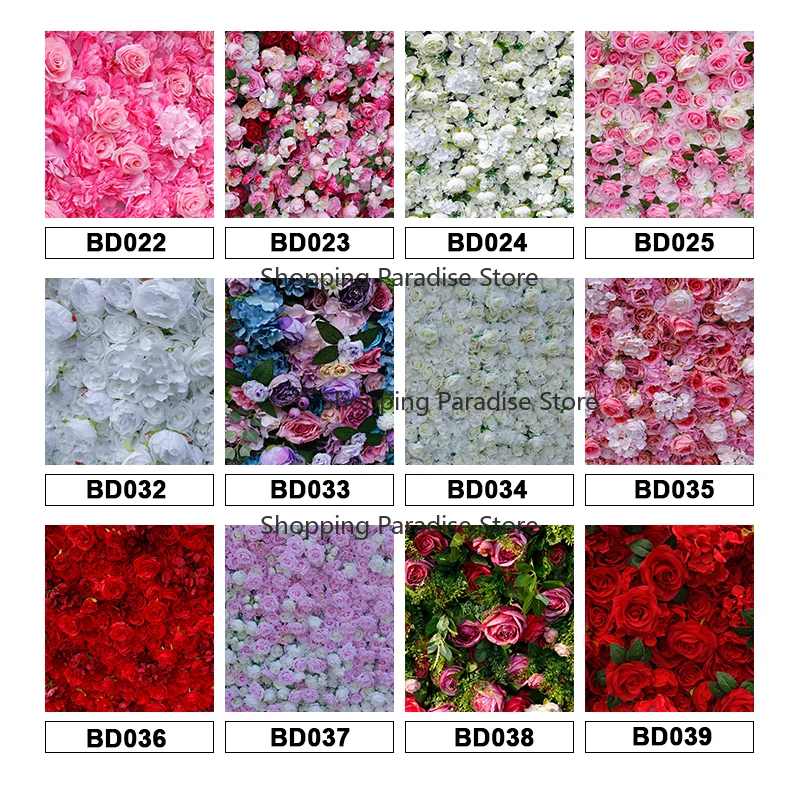 Rose Hydrangea Flowerwall Cloth Bottom 3D Artificial Flowers Wall Panel Background Flower Backdrop for Party Wedding Decoration