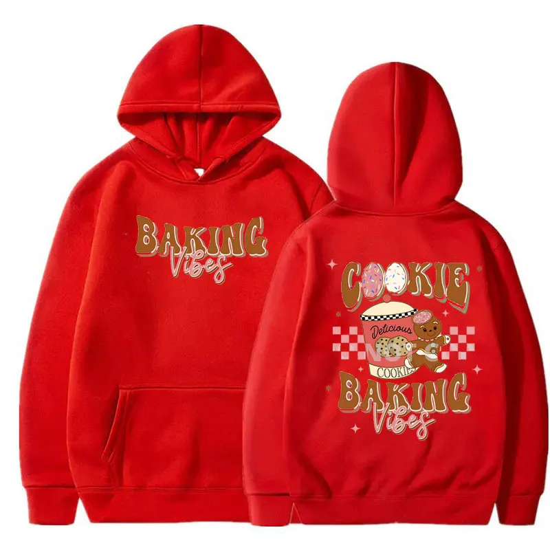 Funny Lady Christmas Hoodies COOKIE BAKING Printed Women Cartoon Cute cookie man Vintage Sweatshirt Kawaii Santa Claus Clothes