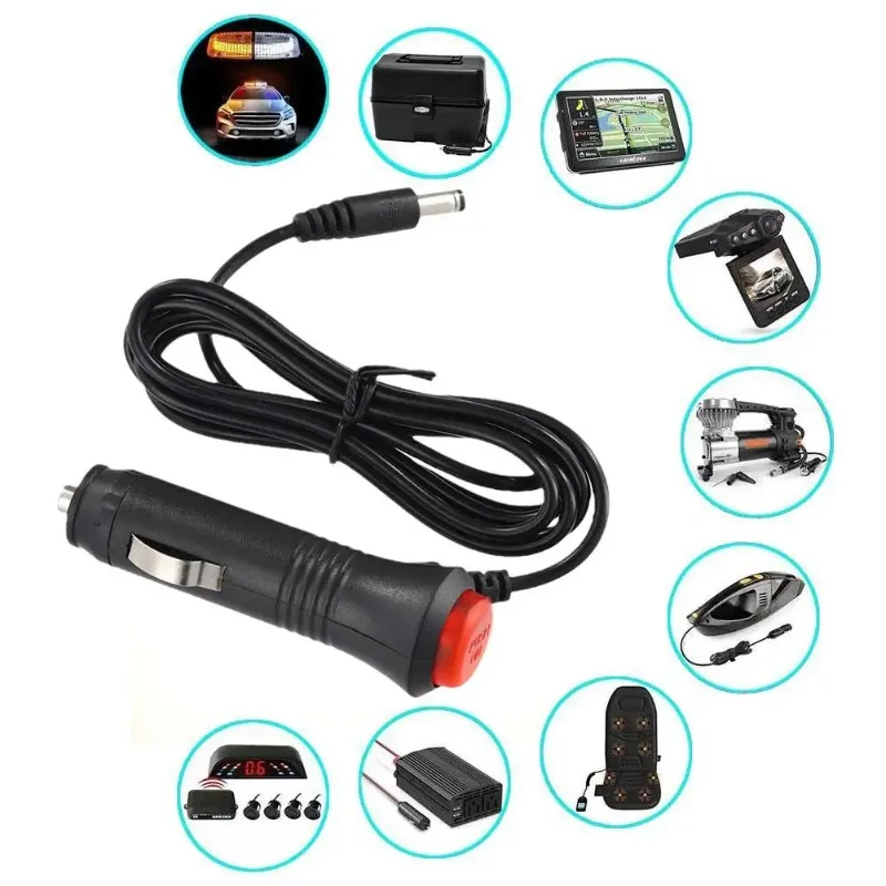 1pcs Portable 12V Car Cigarette Lighter Plug Cable DC Car Connector Cable Male Socket With Charger Cord Extension 5.5mm*2.5