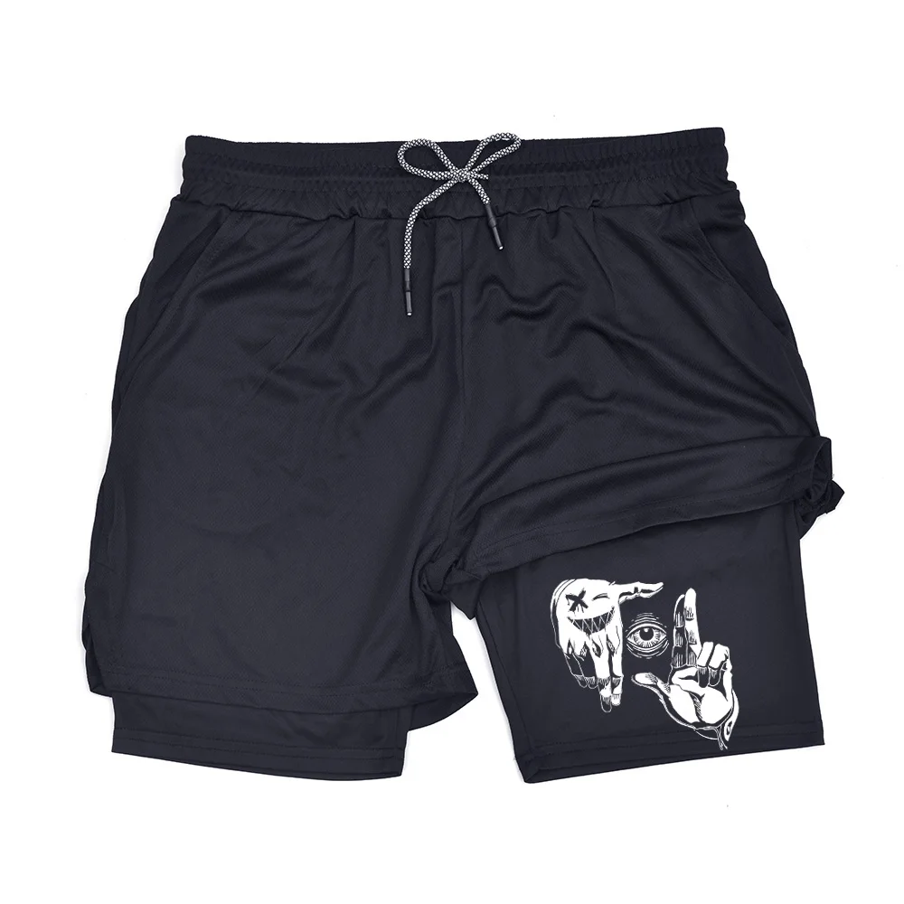 

2-in-1 Men's Workout Shorts Quick Dry with Phone Pocket for Running Gym Fitness Training ZY0107