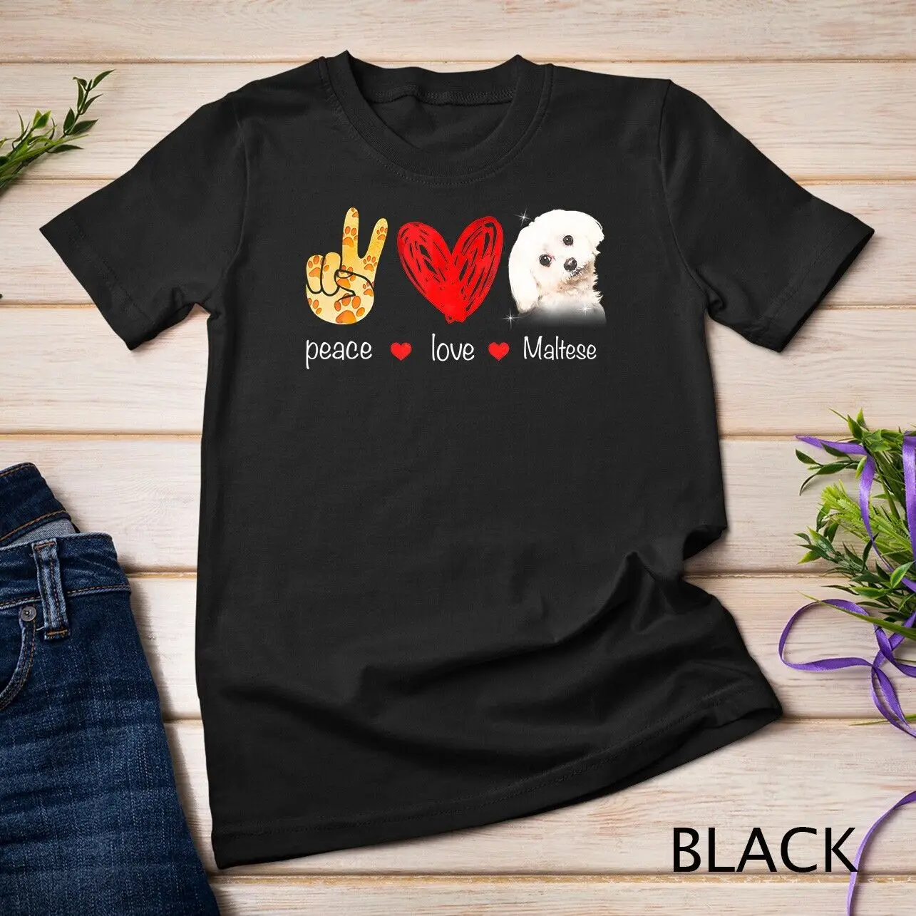 

Peace Love Maltese Dog - Maltese Dog lover Gift T-Shirt Unisex T-shirt