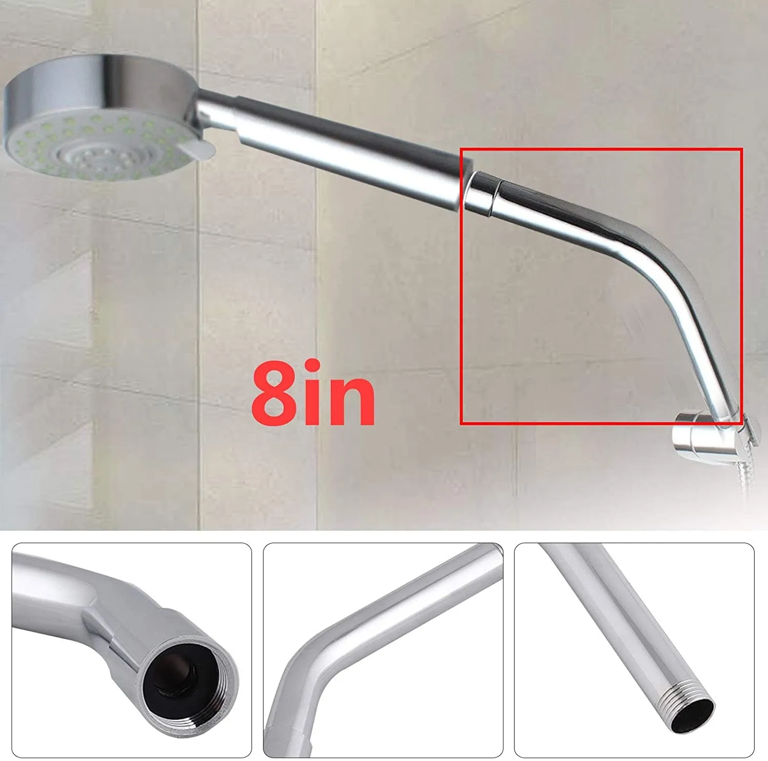 Durable High Quality Practical Extension Pipe Shower Arm Straight/ Angled Polished Chrome Rainfall Shower Head