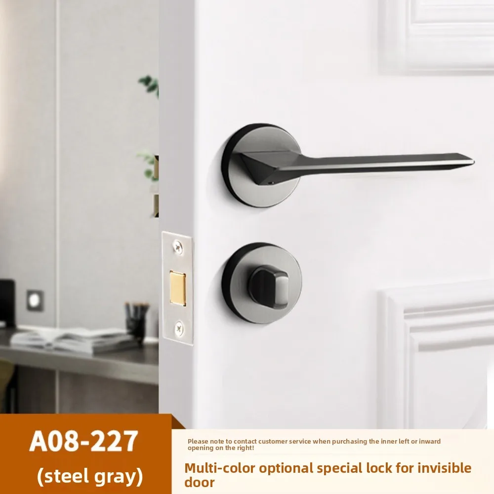 Stainless Steel Bathroom Keyless Door Lock Household Wooden Indoor Black Red and Green Indicator Door Handle Hidden Door