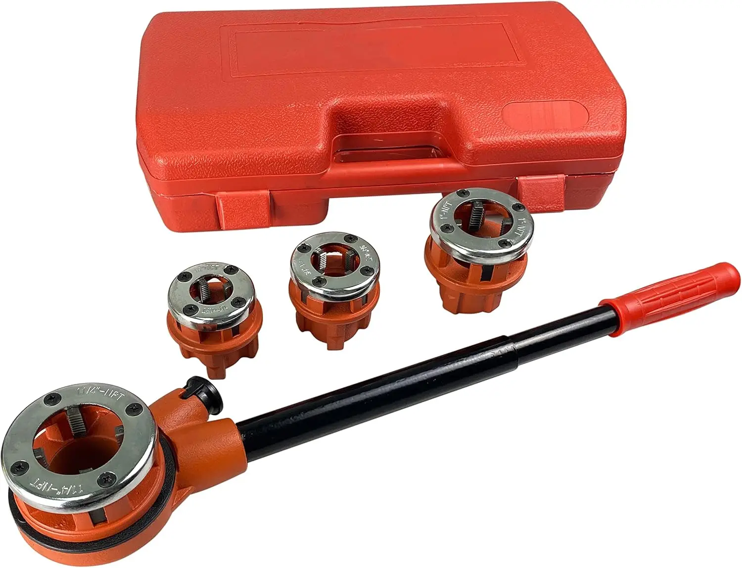 

Professional Ratcheting Pipe Threading Kit 4 Dies Hand Pipe Threader Tool 1/2" to 1-1/4"