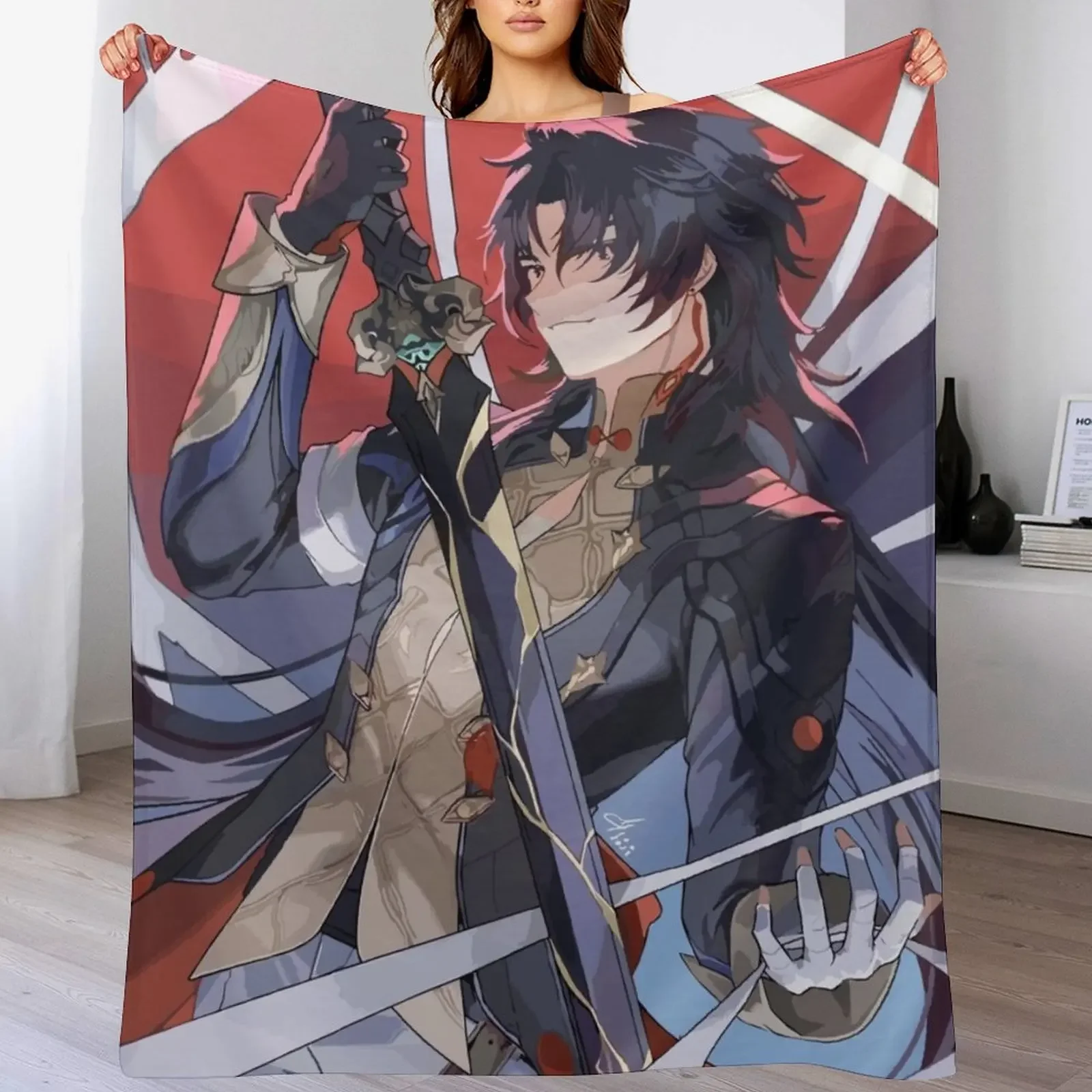 

Blade Honkai Star Rail Throw Blanket Custom Luxury Designer Hairys Designers Blankets