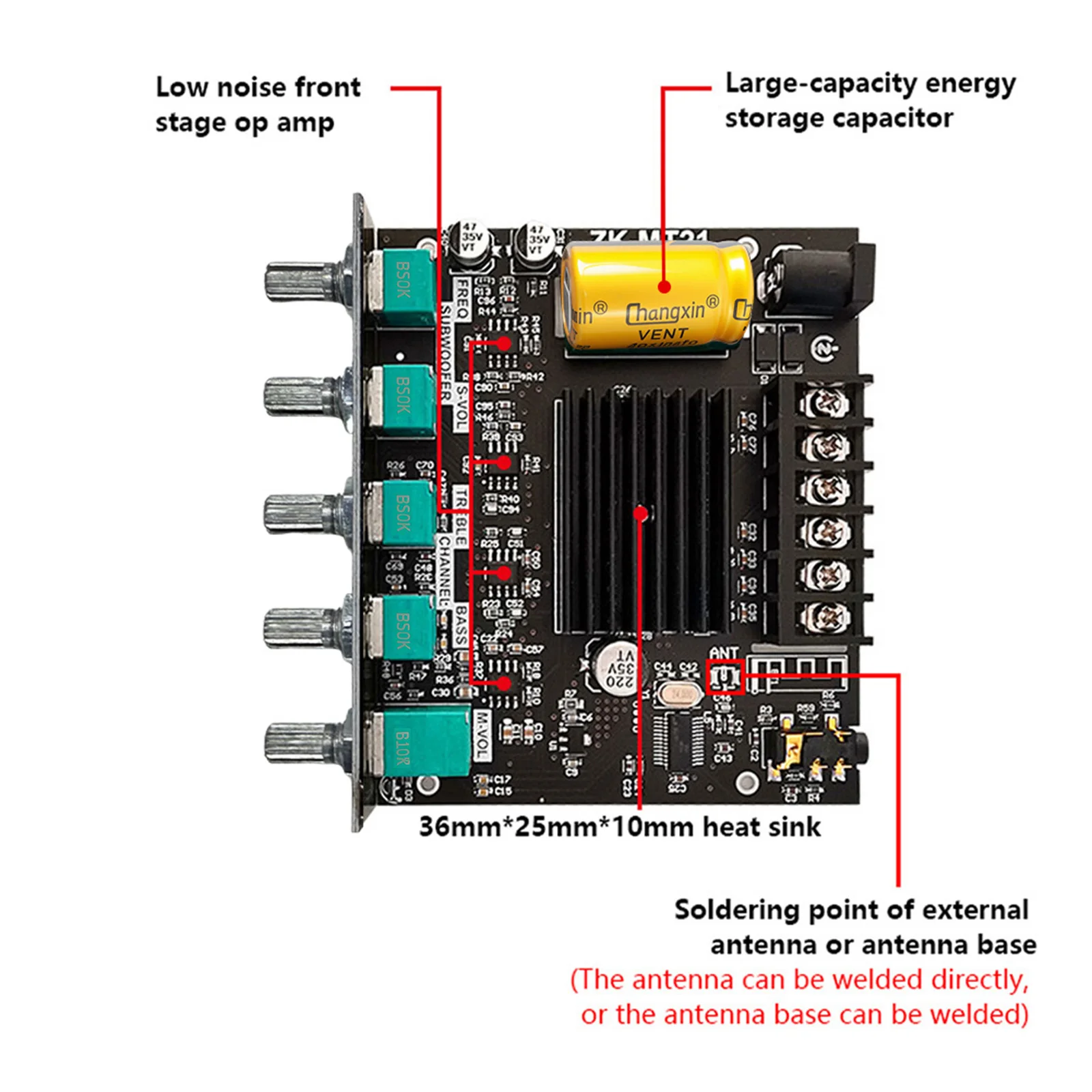 ZK-MT21 Subwoofer Digital Power Amplifier Board 2.1 Channel Stereo Amp Module view 5