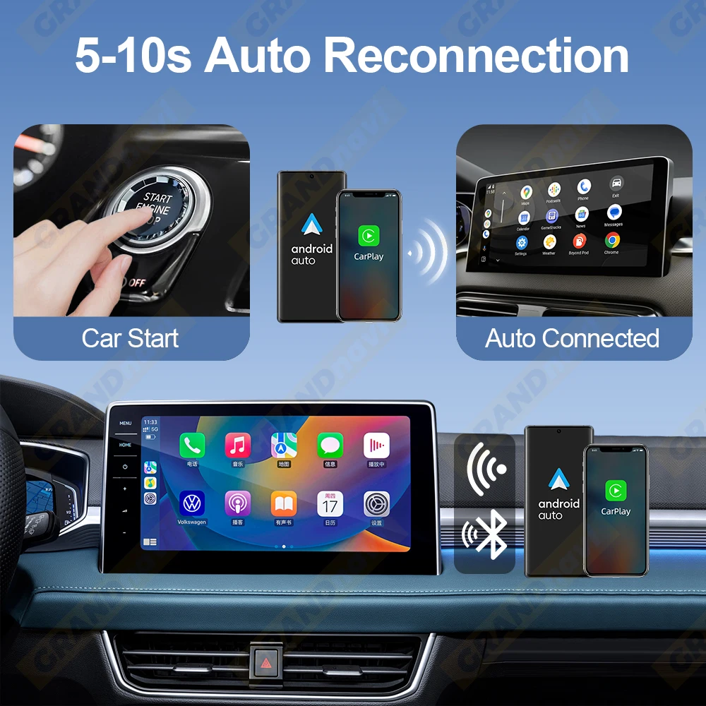 2in1 Wireless CarPlay Dongle Wireless Android Auto Adapter AI Smart Box Car Intelligent Systems For Car With Wired CarPlay