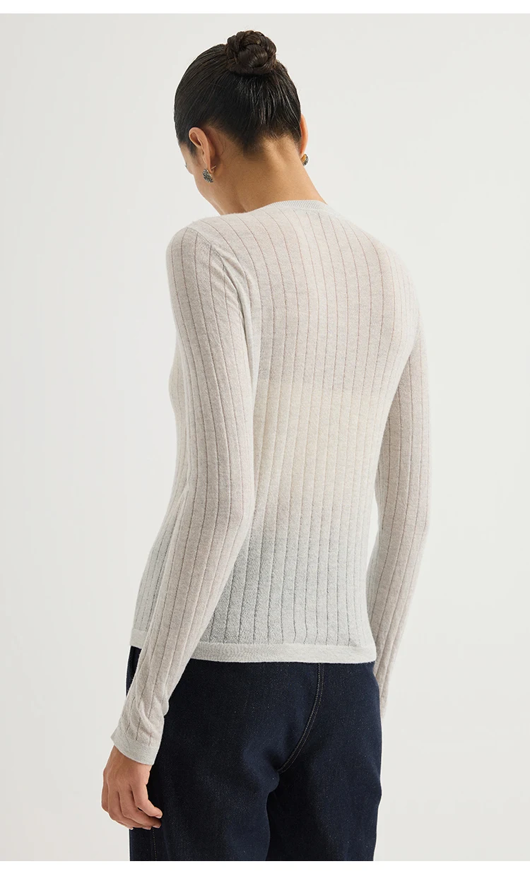 BL3621777 Damen-Cardigan mit Rundhalsausschnitt aus Wollmischung, Langarm, schmale Passform, Kontrastbesatz, Muschelknöpfe, Schulterkette, Frühherbst – Detail 11
