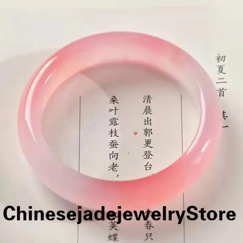 

Send certificate pure natural jade bracelet healing bracelet women jewelry real pink certified Borma jade stone bracelets