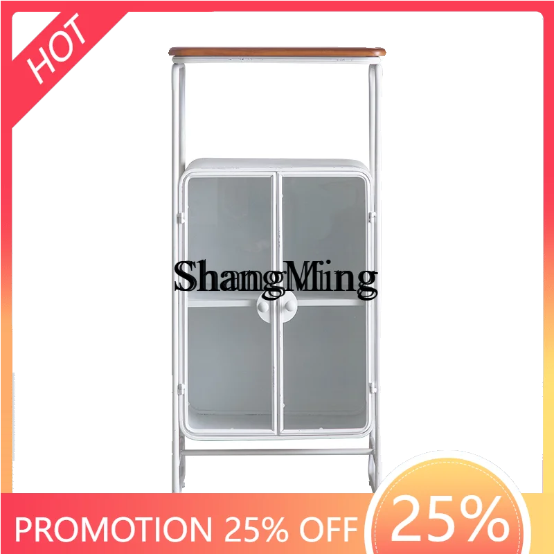 

Кованый приставной шкаф для дома и офиса, настенный шкаф для гостиной, кофейни, ресторана, в ретро-стиле, кремового цвета