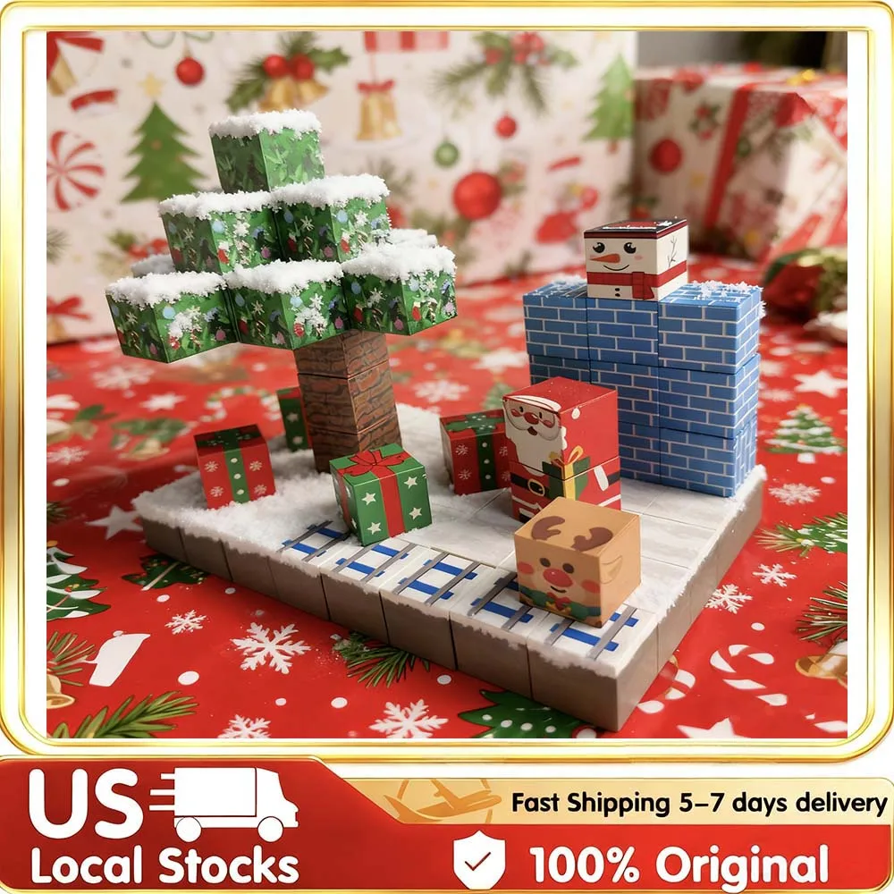الإبداعية 77 قطعة مكعبات عيد الميلاد المغناطيسية الأسرة متعة اللبنات التعليمية DIY بها بنفسك التراص لعبة البناء هدية للأطفال