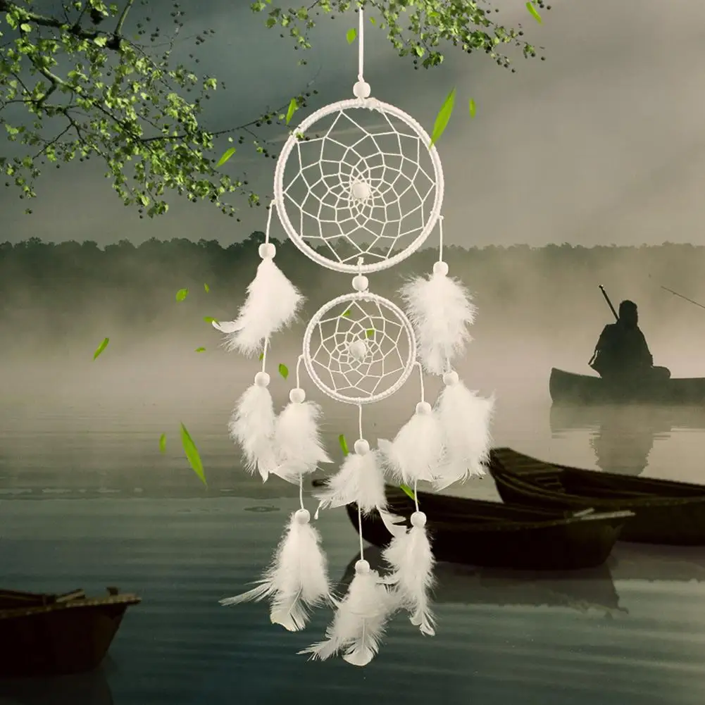 White Dream Catcher Pendant Hand-woven Wind Chime Art Crafts Romantic Creative Handmade for Girlfriend Gift for Party Decoration